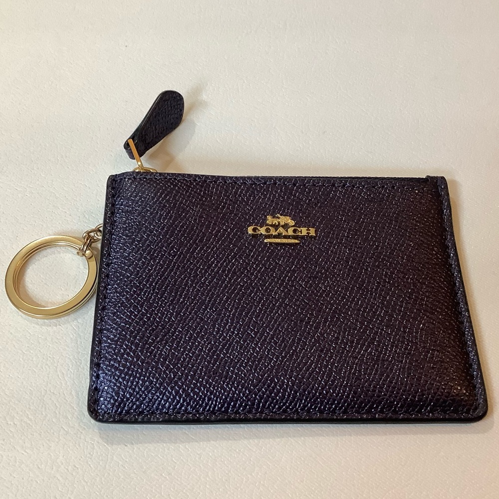 Coach Metallic Dark Purple Keychain Cardholder